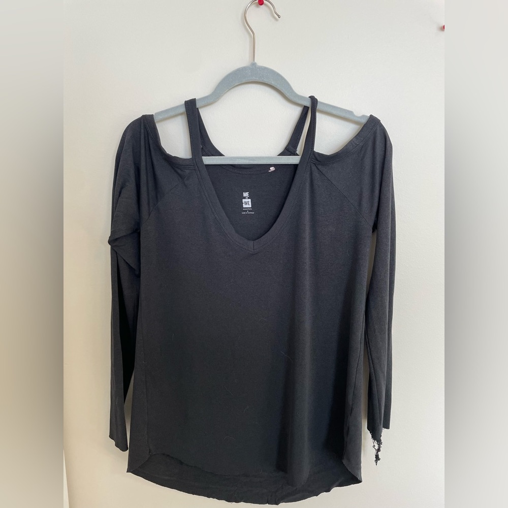 Black Off the Shoulder Thin Long Sleeve